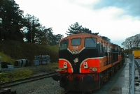 181 Class loco No.184 is also seen on the Navan branch at Drogheda, fitted with tail lamps having arrived light engine with 141 from Dublin. No.184 was withdrawn and scrapped in August 2008, it was original built by General Motors in 1966.