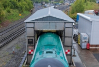 No.22342 is seen again on the rear of this 22000 Class railcar set at Drogheda, seen passing through the carriage washer at the south end of the station.