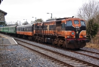 071 Class loco No.078 stands at the west end of Dromod Station having arrived on an Irish Traction Group special from Dublin to Sligo. The ITG special was formed of the Railway Preservation Society of Ireland&#39;s ex CIE vintage carriage stock. Behind the train is the much extended down platform.