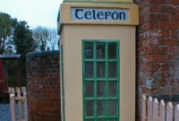 An increasingly extinct phone box in Ireland, seen at the former Cavan &#38; Leitrim Railway station at Dromod.
