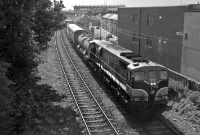 The weed spraying train is seen again, this time approaching the Claude Rd footbridge from the east, as it heads for Sligo hauled by 071 Class loco No.078, which on this occasion is not fitted with warning placards.