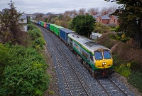 Another IWT shot at the much frequented Claude Rd footbridge near Drumcondra Station. This was loco No.223&#39;s first workings on this freight service as the 201 IWT list is gradually ticked off.