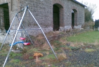 The stone built MGWR goods shed at Drumawnagh Station, also remains intact. This is a of medium size goods shed to be found on the Inny Junction to Cavan line.