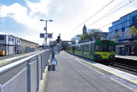 8100 Class DART No.8108 is seen at Dun Laoghaire on the rear of a southbound DART service to Greystones. The foreground marks the site of the former Great Southern Railway signal cabin, as well as the old water tower.