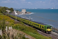 Seen just under a year later, a long 8-car 8500 Class DART, lead by No.8630, glides past the somewhat rough sea at Seapoint with a morning southbound service to Greystones.