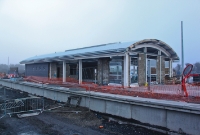 A view of the new Dunboyne Station, quite a contrast to the original Midland Great Western Railway building. The structure is seen under construction in January 2010.