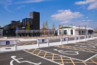 A view of one of Irish Rail&#39;s most modern stations, seen at Dunboyne, complete with a large adjacent car park.