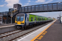 CAF Spanish built 29000 Class railcar No.29105 is seen on the rear of a M3 Parkway bound service at Dunboyne Station. Most services on the line are formed by 4-car railcar sets.