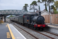 Ex Great Southern &#38; Western Railway&#39;s J15 Class 0-6-0 No.186 heads through Dunboyne Station on the Railway Preservation Society of Ireland&#39;s &#39;Province of Leinster&#39; tour from Dublin. Before 186, the last steam special through Dunboyne was in June 1961.