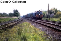 Seen passing Dundalk South Junction in May 1992 is 001 Class loco No.038, heading a northbound freightliner to Belfast. The branch from Barrack St and the former Great Northern Railway works converges from the left. ©Colm O&#39; Callaghan