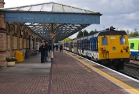 80 Class power car No.8094 stands at the &#39;down&#39; platform at Dundalk Station having arrived from Belfast on the MRSI railtour. The train would shortly be shunted into the bay platform on the southern side of the station.
