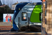 Spanish CAF manufactured 29000 Class railcar No.29426 is now seen parked at Dundalk&#39;s &#39;down&#39; platform prior to operating south to Dublin. The sidings and vacant ground in the background mark the site of the former Great Northern carriage shed.