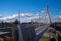 Another view of the neat and  impressive bridge at the north end of Dundrum Luas stop, which spans the wide Taney Road below. In railway days this road was much narrow and a small lattice railway overbridge sufficed.