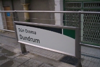 The new Luas style name board on the down platform at Dundrum. In railway days the signal cabin at Dundrum sported a large name board advertising
