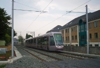 This is the present day view, taken shortly after the Luas line opened and brought rail services back to Dundrum.  A Citadis built Luas tram approaches the platform with a northbound service from Stilliorgan to Dublin City centre.