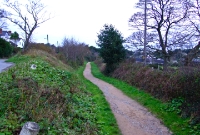 A view between Dungriffan Rd and the summit, showing the descending trackbed of the former Hill of Howth tram.