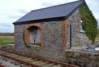Closer shot of the small stone built goods shed at Dunsandle, typical of the type built at small Midland Great Western intermediate stations.
