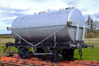 A vintage ex Midland Great Western four wheel tank wagon This tank wagon, which originally had MEX branding on its sides, once lay in a derelict condition at Tuam Station for several years.