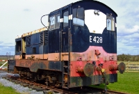 A number of vintage rolling stock can be seen at the north end of the restored Dunsandle Station. Here is E Class loco No.E428, with a 1950s CIE Bredin designed coach. Both the loco and coach were built at Inchicore Works, Dublin.