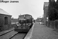 After dieselisation of the Loughrea branch in 1962, the small G Class locos also worked the branch services. Here, No.G615 has arrived at Dunsandle with a single coach for Attymon in April 1963. ©Roger Joanes