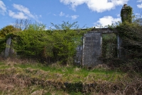 The single storey station building at Durrow, located on the down platform. The structure, dating from 1878, is now roofless.