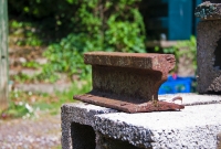 The owner of the former Waterfall Station site has gradually dig up several railway items from the line since closure in 1961. Here is a lenght of rail, just one of many located in the garden.