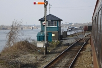 The Great Southern &#38; Western Railway&#39;s Waterford West signal cabin, which controls the western approach to Waterford, as well as the one time junction for the Mallow line. To the left can be seen the River Suir bridge of that long since closed line.