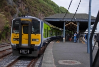 An Irish Railway Record Society special, formed of a 2800 Class railcar with No.2815 leading, is seen at the station having traversed the now disused Waterford to Rosslare line.