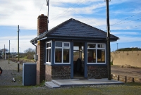 The small brick built Great Southern &#38; Western Railway signal cabin at Wellingtonbridge, located at the west end of the station. The station is now the only signalling block post between Rosslare Strand and Waterford.