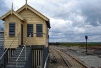 Closed since 1982, this is the DWWR style 1895 built signal cabin, located at the north end of Wexford. At this time the loop was been re-instated.