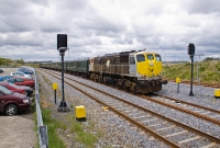 Loco No.081 now stands at the north end of Wexford Station with the RPSI&#39;s &#39;South Wexford&#39; railtour from Dublin to Rosslare and Waterford, consisting of vintage Mk2 stock.