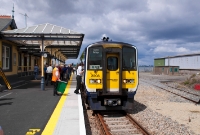 Another IRRS special, formed of a 2800 Class railcar with No.2815 leading, is seen at Wexford Station. In this view is the ornate Dublin Wicklow &#38; Wexford Railway style canopy.