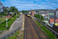 450 Class No.8459 stands at Whitehead Station, awaiting departure time to Belfast. The 450 Class railcars were built in 1986, but utilise former 1966/7 built 70 Class railcar engines.