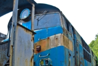 Northern Ireland Railway&#39;s 101 Class loco, No.101 &#39;Eagle&#39;, is seen stored at the rear of Whitehead. Built by Hunslet at Doncaster in 1970, it was withdrawn in 1993. In this view is the centre headlamp.