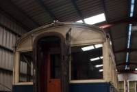 The Great Northern Railway&#39;s director&#39;s saloon carriage, dating from 1911, is seen preserved and stored in the carriage shed at Whitehead.