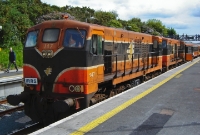 141 Class locomotives Nos.147+144 stand at Wicklow Station on an Irisih Railway Record Society special from Dublin to Rosslare. Both these locos have since been withdrawn.