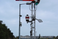 This was the semaphore signal located at the north end of the up platform at Wicklow Station. It was also mounted on a pre-1925 DSER lattice post. It also has a shunt disc signal for the siding beyond.
