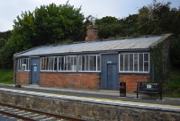 The DWWR stone &#38; brick built waiting room on the up platform at Wicklow Station, which also dates from 1885.