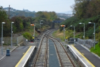 The view from the station footbridge at Wicklow, looking south towards Rosslare. There was once a small siding on the left serving the down side of the station.