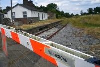 Wilkinstown Station, on the disused Kingscourt branch. The station here, which consists of a single platform, single storey station building and store was closed to passengers in January 1947.
