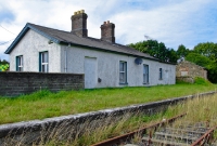 Closer view of the 1872 built single storey station building at Wilkinstown, now a private residence. The owners appear to keep the former platform neat and tidy.