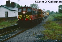 The last train to run to Kingscourt was the annual weed spraying train on Friday 7th June 2002, hauled by 141 Class loco No.175, seen passing by Wilkinstown. ©Colm O&#39; Callaghan