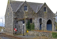 The fine built, and somewhat elaborate goods shed at Woodlawn, which is located at the west end of the station.