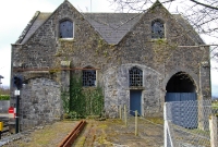 Another view of the unsually designed goods shed at Woodlawn; it has been disused since the withdrawal of wagon load services in 1978.